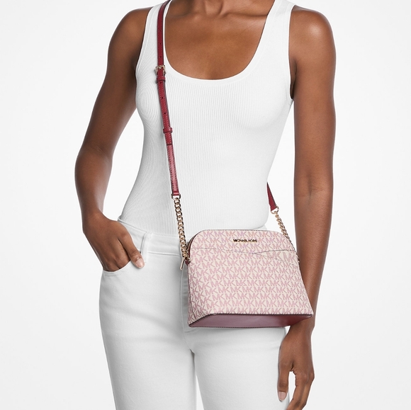 NWT Michael Kors Jet Set Medium Dome Logo Signature Bag - Picture 2 of 6